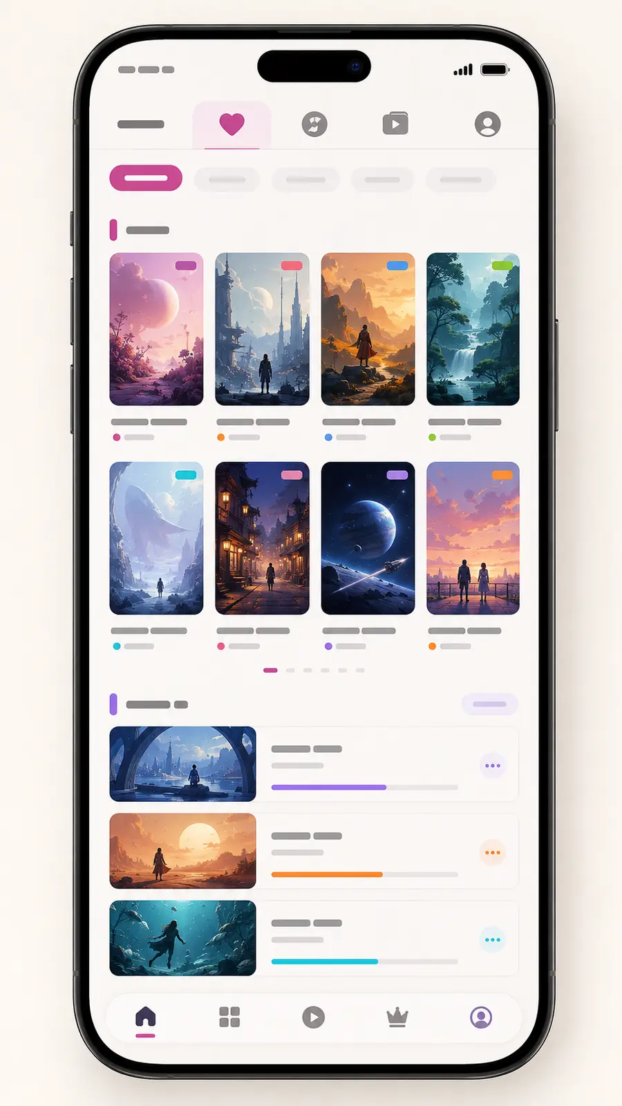 APP 收藏页示意